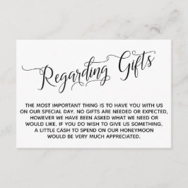 Cartão De Informações Script Elegante sobre presentes para o casamento