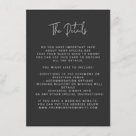 Cartão De Informações Script Font Modern Wedding Black and White