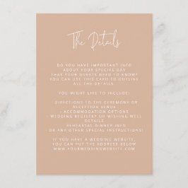 Cartão De Informações Script Font Modern Wedding Blush Pink