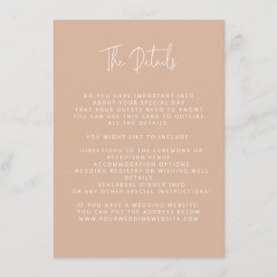 Cartão De Informações Script Font Modern Wedding Blush Pink