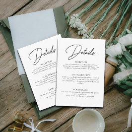 Cartão De Informações Script manuscrito para Detalhes do Casamento