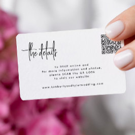 Cartão De Informações Script moderno CÓDIGO QR CÓDIGO RSVP moderno casam