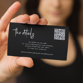 Cartão De Informações Script moderno CÓDIGO QR CÓDIGO RSVP moderno casam