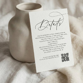 Cartão De Informações Script Monogram Wedding Details White QR Code