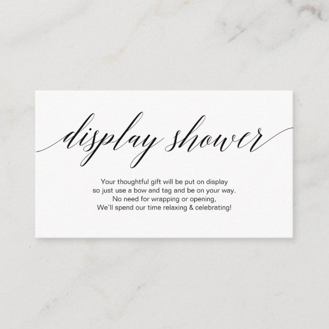 Cartão De Informações Script preto moderno, Chá de exibição (Frente)