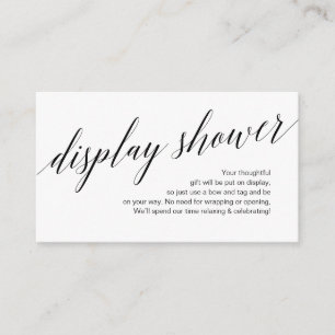 Cartão De Informações Script preto moderno, Chá de exibição