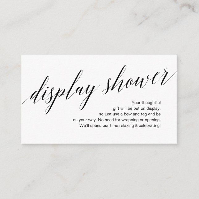 Cartão De Informações Script preto moderno, Chá de exibição (Frente)