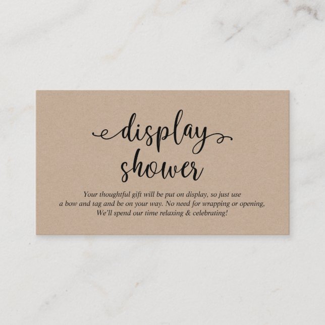 Cartão De Informações Script preto russo, Chá de exibição (Frente)