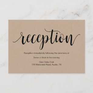 Cartão De Informações Script Russo, kraft preto, Recepção de casamento