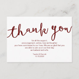 Cartão De Informações Script Rustic Burgundy, Casamento Obrigado