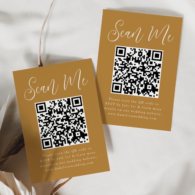 Cartão De Informações Script Simples Código QR de RSVP de Casamento Ochr (Criador carregado)