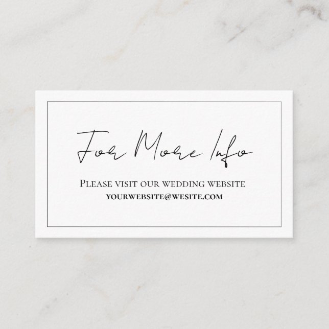 Cartão De Informações Script Simples Preto e Branco (Frente)