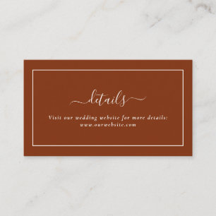 Cartão De Informações Script Terracotta Wedding Details Enclosure Card
