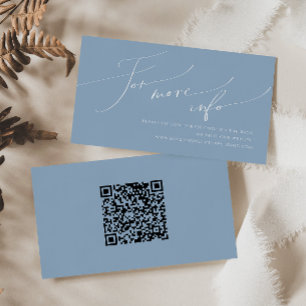 Cartão De Informações Script Whimsical   Código QR de Casamento Azul