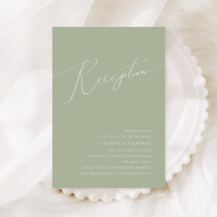 Cartão De Informações Script Whimsical Recepção de casamento Verde Sag