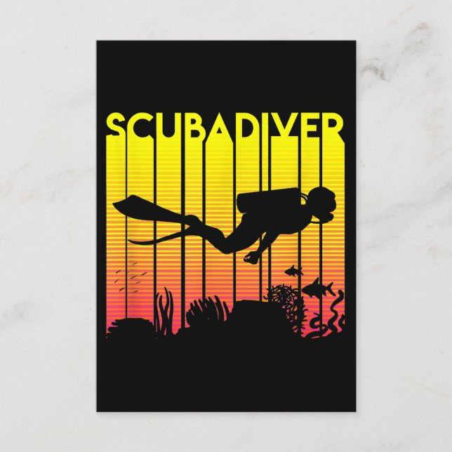 Cartão De Informações Scuba Diver Silhouette Merge Nadador (Frente)