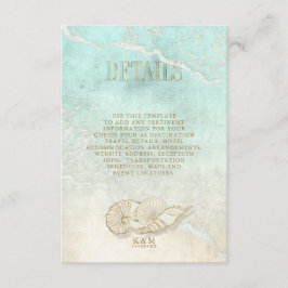 Cartão De Informações Sea Foam Beach Wedding Details ID837