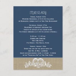 Cartão De Informações Sea Garland Tropical Beach Weding Itinerary Blue