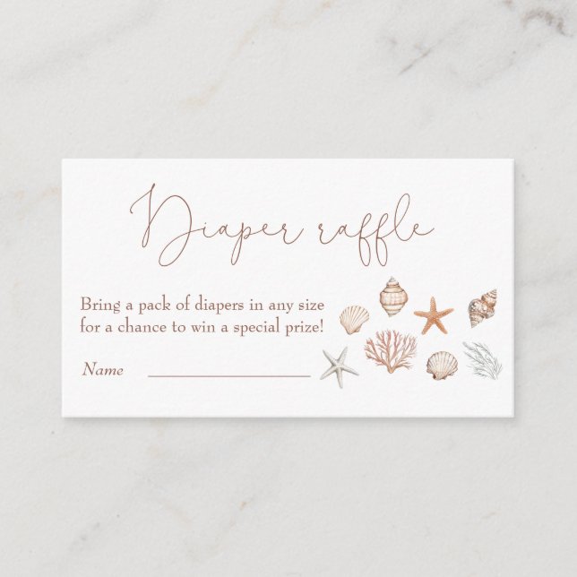 Cartão De Informações Sea You Logo Fralda Costeira Raffle (Frente)