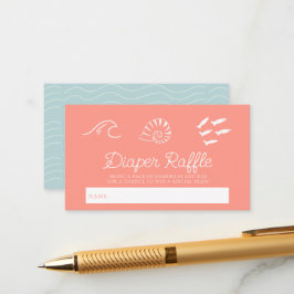 Cartão De Informações Sea You Soon Baby Pink Diaper Raffle Ticket