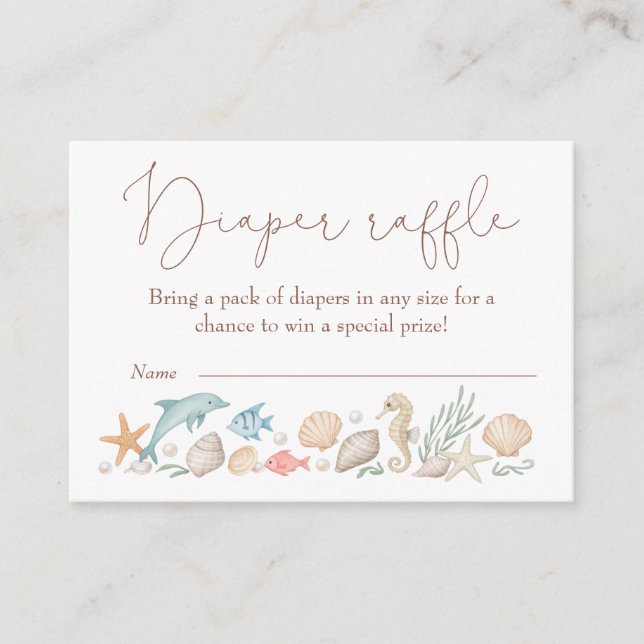 Cartão De Informações Sea You Soon Coastal Baby Shower Diaper Raffle (Frente)