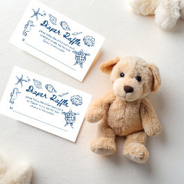 Cartão De Informações Sea you soon seashells baby shower diaper raffle