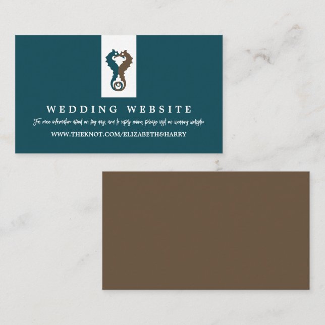 Cartão De Informações Seacavalo Romance, Site de Casamento de Praia (Frente/Verso)