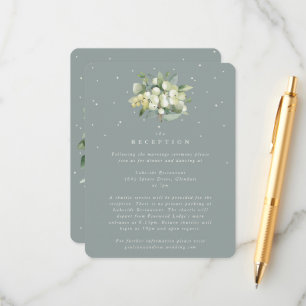 Cartão De Informações Seafoam Snowberry+Eucalyptus Recepção de casamento
