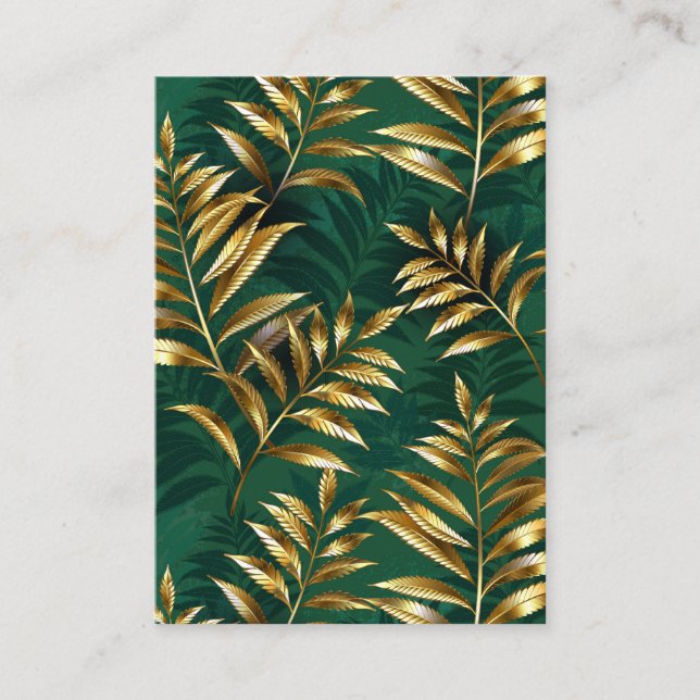 Cartão De Informações Seamless pattern with golden ferns (Frente)