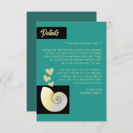 Cartão De Informações Seashell e Hearts, Detalhe do Casamento de Praia
