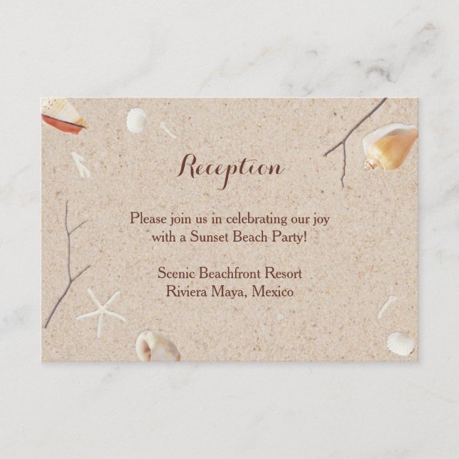Cartão De Informações Seashells & Starfish no Palheiro de Praia (Frente)