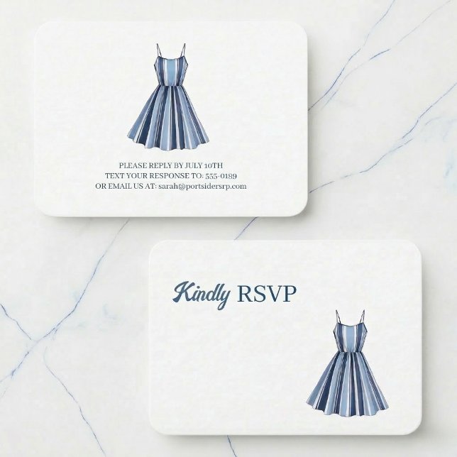 Cartão De Informações Seaside Stripes Celebration RSVP (Simply beautiful response cards.)