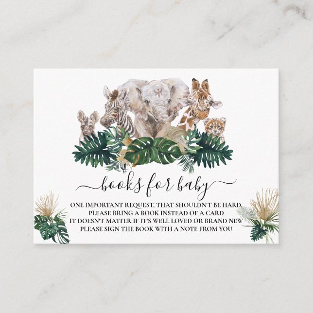 Cartão De Informações Selgle Babies Safari African Books para Chá de fra (Frente)