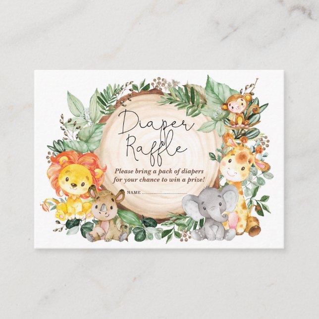 Cartão De Informações Selva Selvagem Selvagem Rústica Fralda Raffle (Frente)