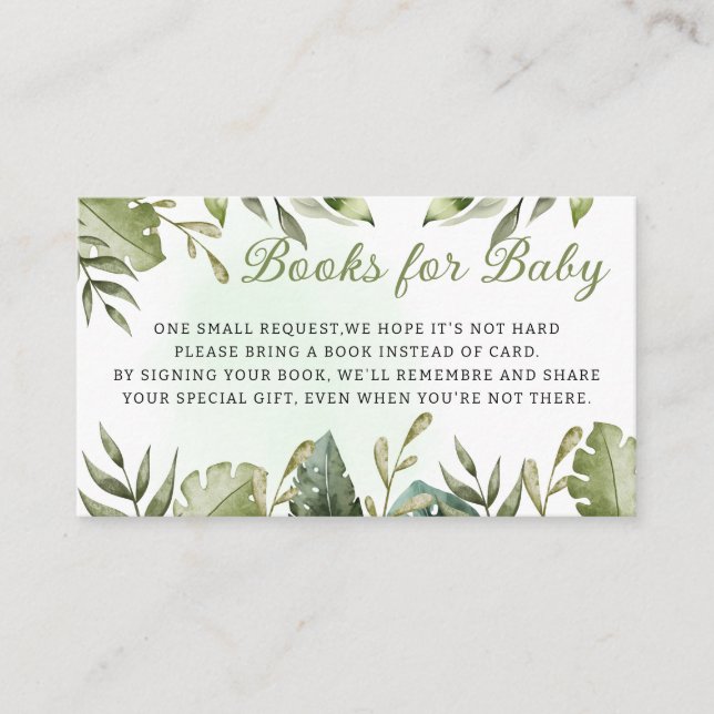 Cartão De Informações Selva verde Safari Selvagens Livros para Bebê (Frente)