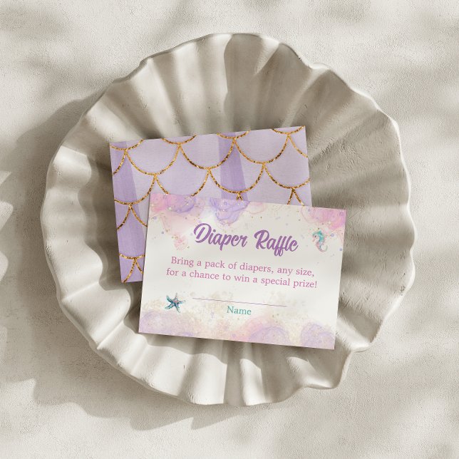 Cartão De Informações Sereia do Oceano Iridescente Sorteio de Fraldas Me (Criador carregado)