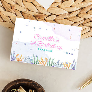 Cartão De Informações Sereia primeiro aniversario Do Mar