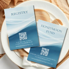 Cartão De Informações Serene Blue Abstract Beach Wedding Registry
