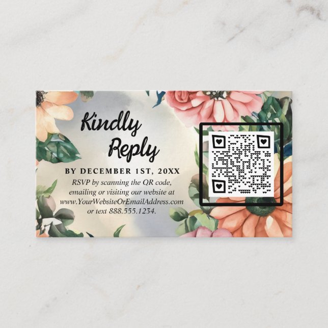 Cartão De Informações Serene Garden Wreath: Pastel Floral Elegance (Frente)