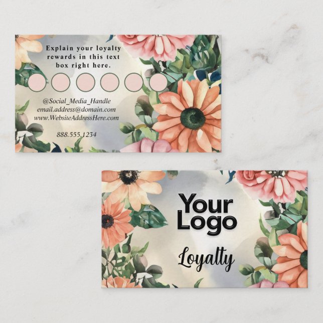 Cartão De Informações Serene Garden Wreath Pastel Floral Elegante (Frente/Verso)