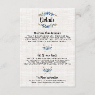 Cartão De Informações Setas Rústicas Boho e Detalhes Florais / Instruçõe