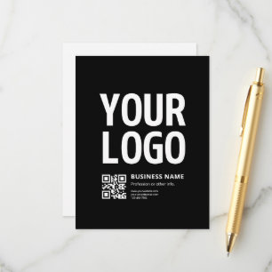 Cartão De Informações Seu logotipo c/ código QR e texto editáveis