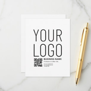 Cartão De Informações Seu logotipo c/ código QR e texto editáveis