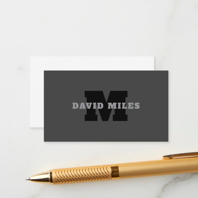 Cartão De Informações Seu nome ou nome comercial | Cinza Masculina Moder (Frente/Verso In Situ)
