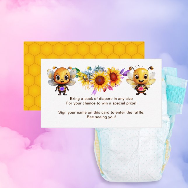 Cartão De Informações Sexo Revelar Chá de fraldas de Abelhas Bilhete de  (Gender Reveal Bee Baby Shower Diaper Raffle Ticket Enclosure Card)
