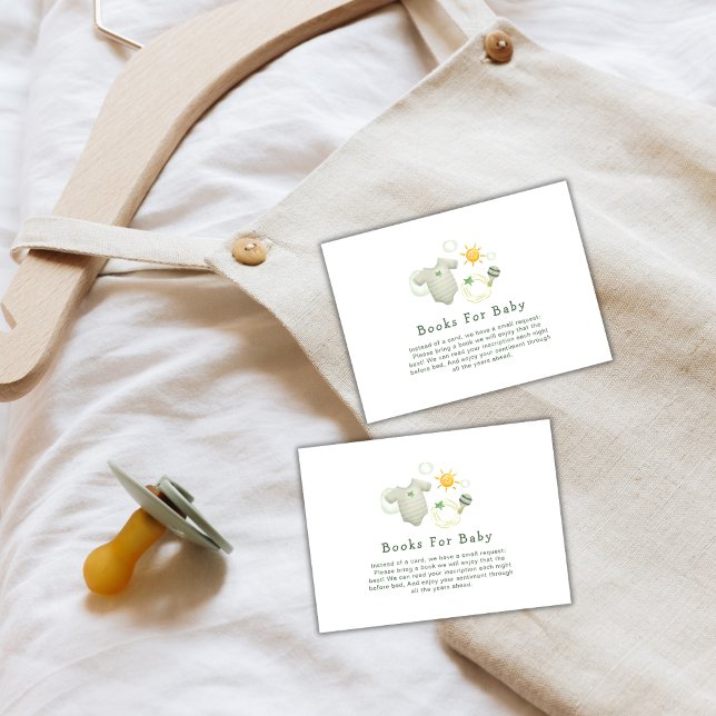Cartão De Informações Sexo Verde Verde Bebê Roupas Livros para Bebê (Gender Neutral Green Baby Clothes Diaper Raffle Enclosure Card)