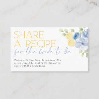 Cartão De Informações Share a recipe card Main Squeeze Bridal Shower