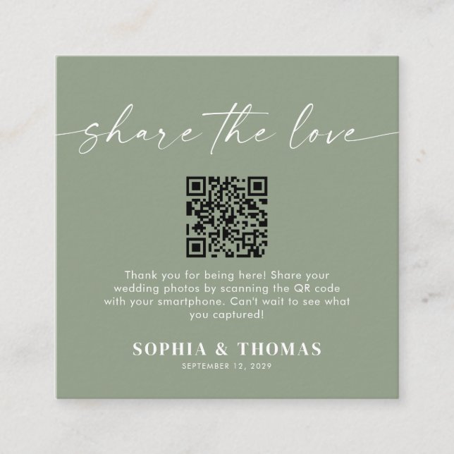 Cartão De Informações Share The Love QR Code Wedding Photo Sharing (Frente)