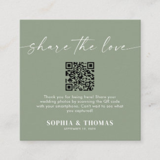 Cartão De Informações Share The Love QR Code Wedding Photo Sharing