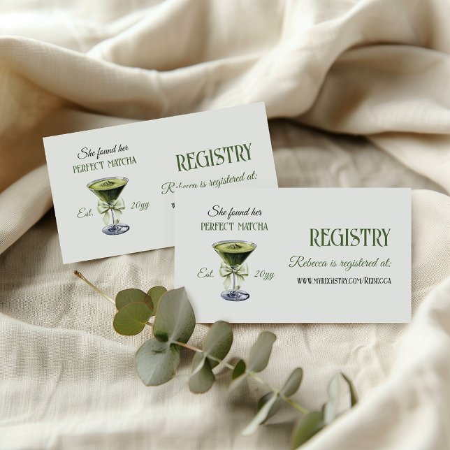 Cartão De Informações She Found Perfect Matcha Bridal Shower Registry (Criador carregado)